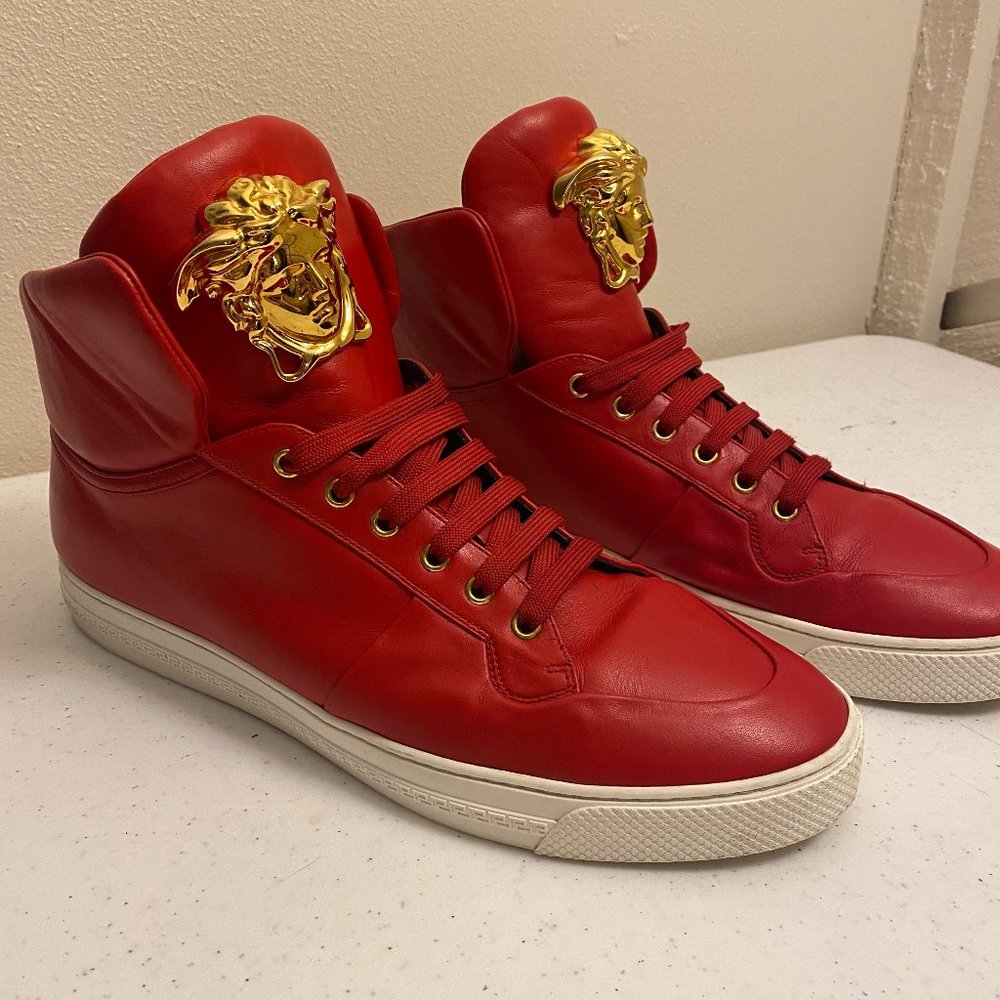 Versace Palazzo Medusa Triple Red High Top Leather